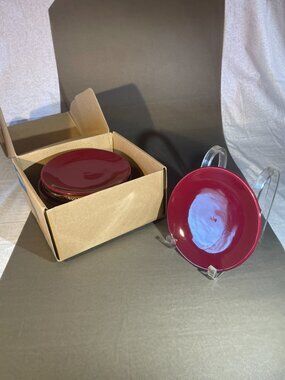 Set of 4 Simple Additions Pampered Chef appetizer dessert plates Cranberry #2062